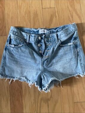 pistola light wash frayed button-front jean shorts size 28